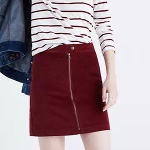 Madewell High Waisted Velvet Skirt in Cabernet